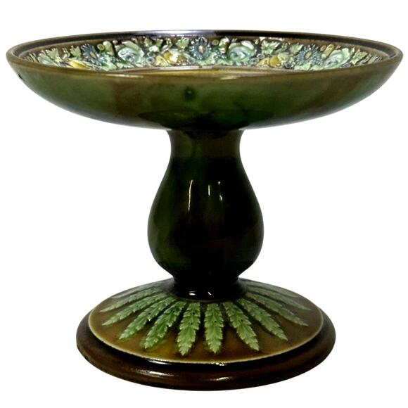 Wedgwood England Antique Late 1800's Majolica Small Comport Floral Motifs-Rare - Picture 1 of 14